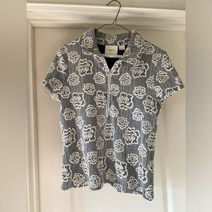 Maeve Black and White Floral Blouse